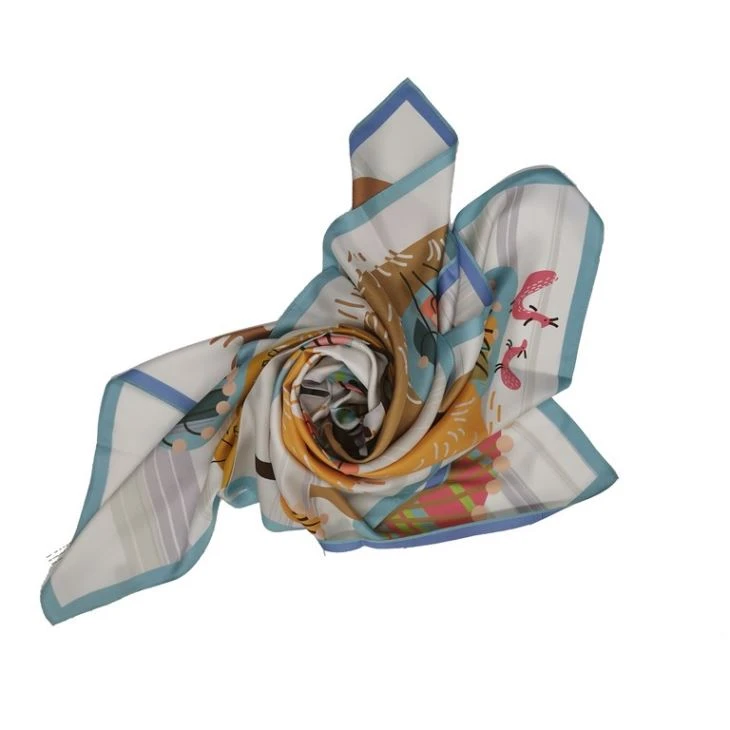 Double Sided Custom Digital Printed High Quality Silk Scarf Double Sided Custom Digital Printed High Quality Silk Scarf