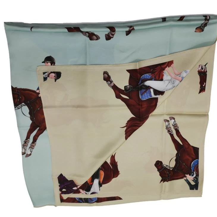 Custom Digital Printed Double Sided Square Silk Scarf Custom Digital Printed Double Sided Square Silk Scarf